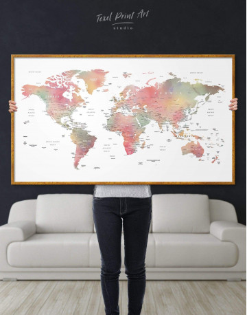 Framed Travel World Map With Pins Canvas Wall Art - image 5