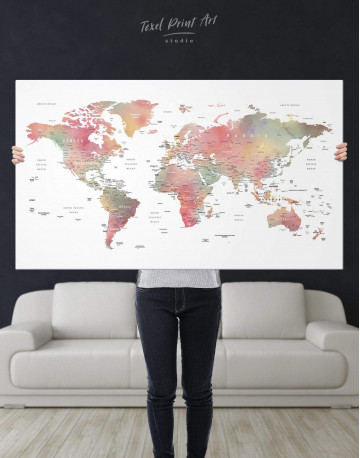 Travel World Map With Pins Canvas Wall Art - image 1