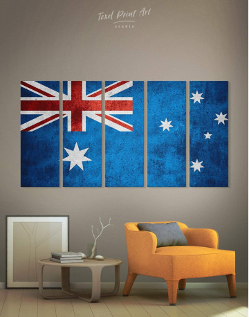 5 Panels Flag of Australia Canvas Wall Art