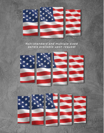 3 Panels National Flag of the USA Canvas Wall Art - image 3