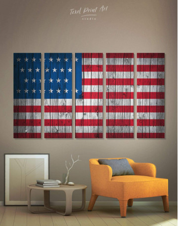 5 Panels Flag of the USA Canvas Wall Art