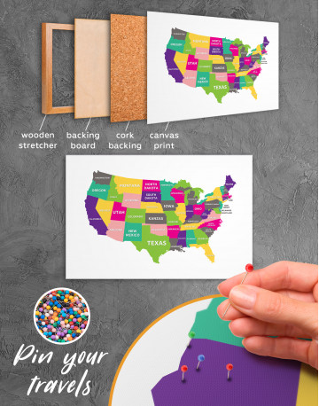 Push Pin USA Map Canvas Wall Art - image 1