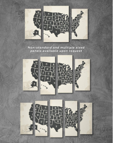 3 Panels Modern USA Map Canvas Wall Art - image 3