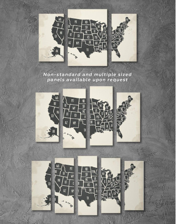 5 Pieces Modern USA Map Canvas Wall Art - image 3