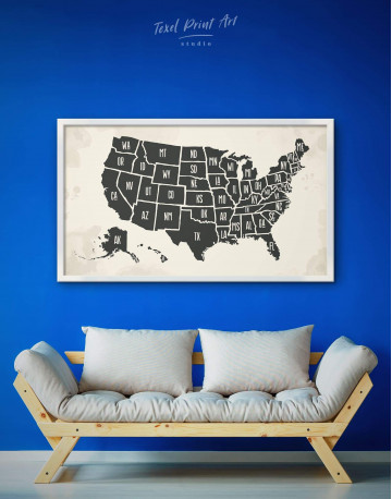 Framed Modern USA Map Canvas Wall Art - image 1