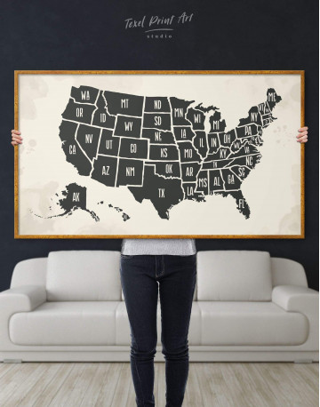 Framed Modern USA Map Canvas Wall Art - image 2