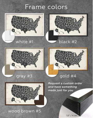 Framed Modern USA Map Canvas Wall Art - image 3