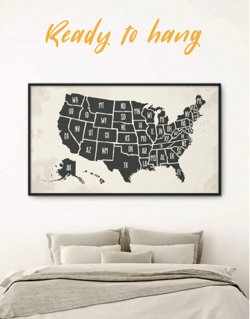 Framed Modern USA Map Canvas Wall Art