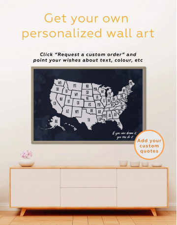 Framed Modern USA Map Canvas Wall Art - image 5