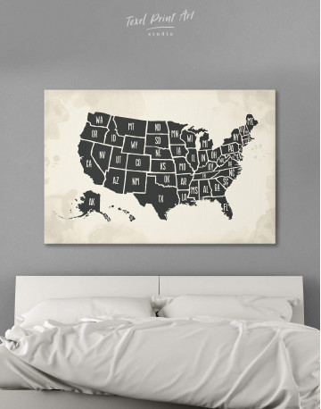 Modern USA Map Canvas Wall Art