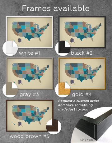 Framed USA Abstract Map Canvas Wall Art - image 1