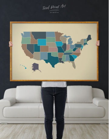 Framed USA Abstract Map Canvas Wall Art - image 3