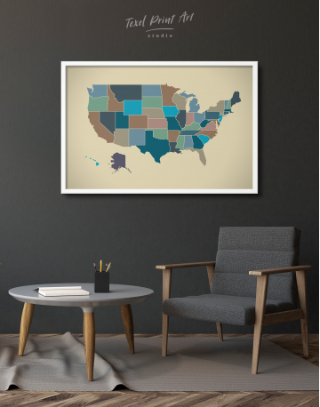 Framed USA Abstract Map Canvas Wall Art