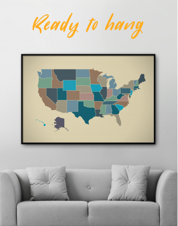 Framed USA Abstract Map Canvas Wall Art - image 2