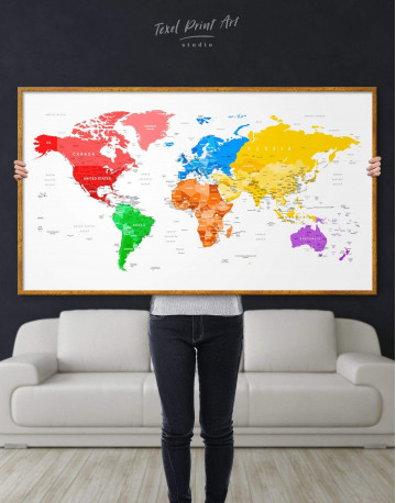 Framed Detailed Push Pin World Map Canvas Wall Art - image 7