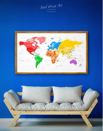 Framed Detailed Push Pin World Map Canvas Wall Art - image 1