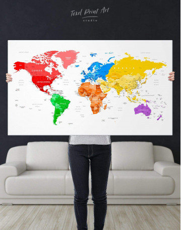 Detailed Push Pin World Map Canvas Wall Art - image 7