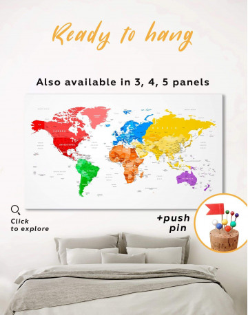 Detailed Push Pin World Map Canvas Wall Art
