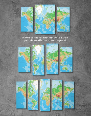 3 Panels Physical Push Pin World Map Canvas Wall Art - image 3