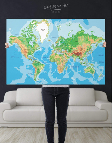 Physical Push Pin World Map Canvas Wall Art - image 1
