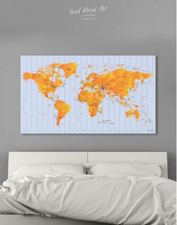 Time Zone World Map with Push Pins Canvas Wall Art - image 8
