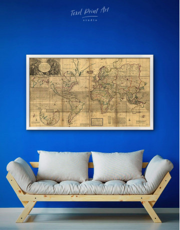 Framed Old World Antique Map Canvas Wall Art - image 1