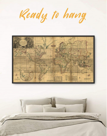 Framed Old World Antique Map Canvas Wall Art