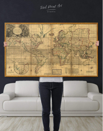 Framed Old World Antique Map Canvas Wall Art - image 2