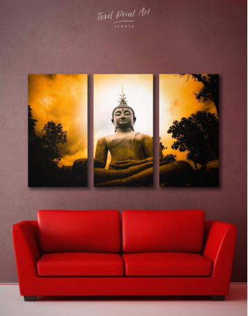 3 Panels Buddha Spiritual Canvas Wall Art