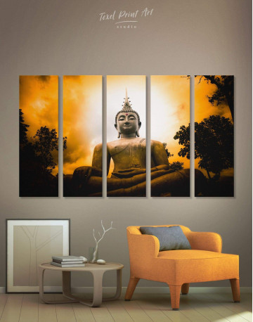 5 Panels Buddha Spiritual Canvas Wall Art