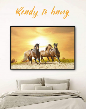 Framed Running Wild Horses Canvas Wall Art