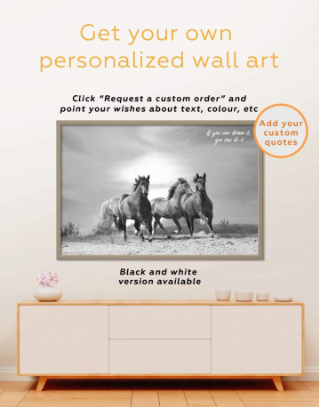 Framed Running Wild Horses Canvas Wall Art - image 1