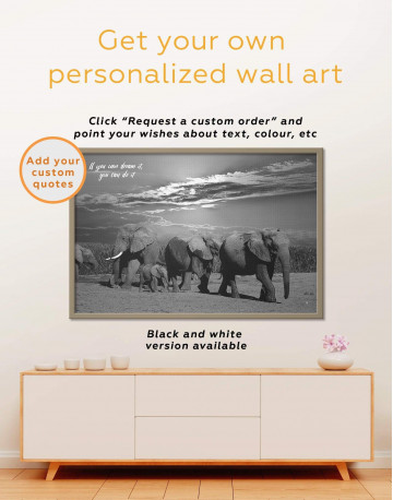 Framed African Elephants Safari Canvas Wall Art - image 5