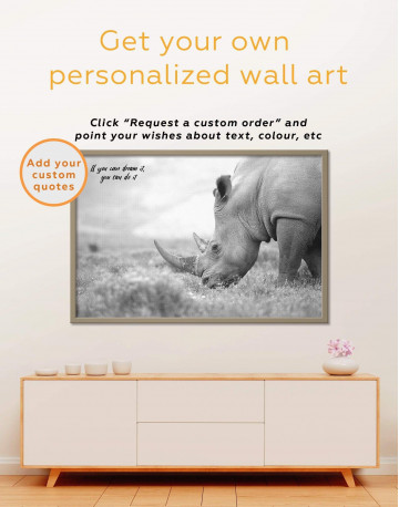 Framed Wandering Rhino Canvas Wall Art - image 1
