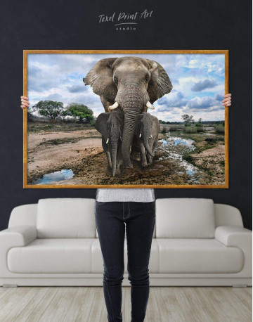 Framed Savanna with Elephants Canvas Wall Art - image 2
