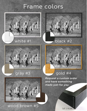 Framed Black and White Zebras Canvas Wall Art - image 3