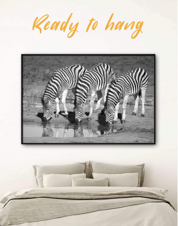Framed Black and White Zebras Canvas Wall Art