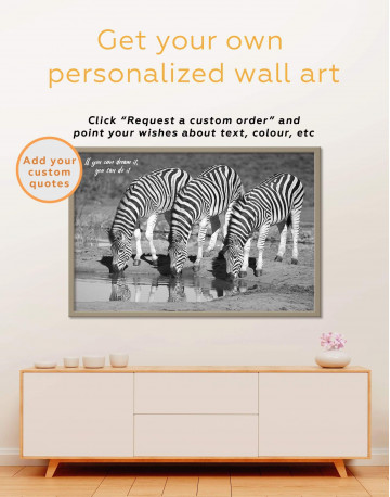 Framed Black and White Zebras Canvas Wall Art - image 5