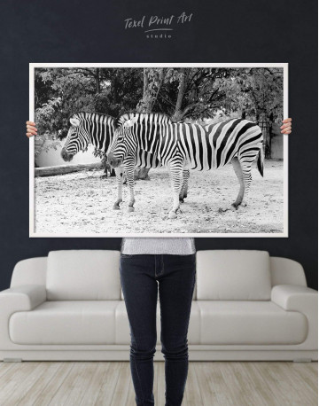 Framed African Zebras Canvas Wall Art - image 2