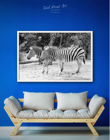 Framed African Zebras Canvas Wall Art - image 1