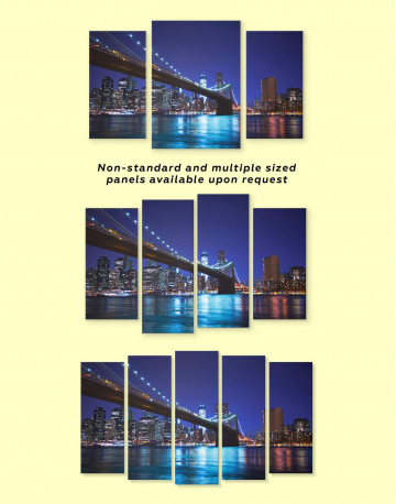 5 Pieces Night New York Brooklyn Bridge Canvas Wall Art - image 3