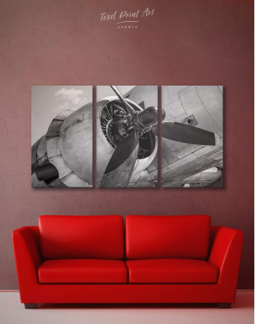 3 Pieces Retro Airplane Canvas Wall Art