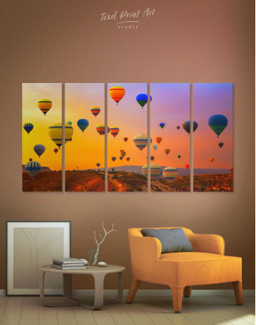 5 Panels Cappadocia Air Balloons Canvas Wall Art