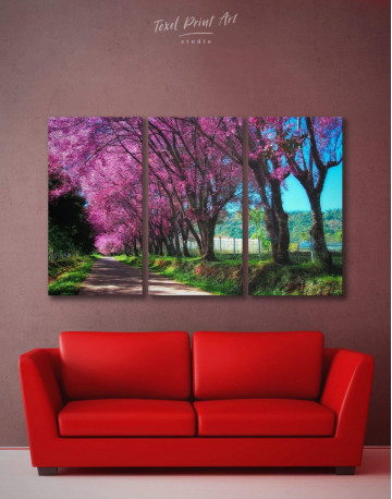 3 Pieces Japanese Cherry Blossom Trees Canvas Wall Art