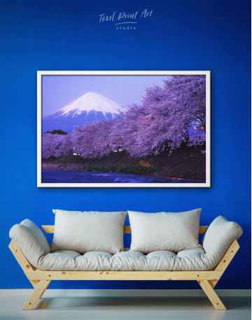 Framed Japanese Mount Fuji Cherry Blossom Canvas Wall Art - image 1
