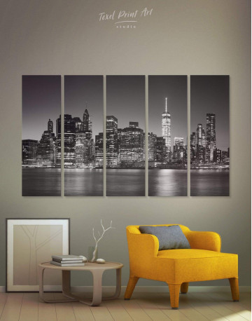 5 Panels New York City Black and White Canvas Wall Art