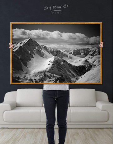 Framed Black and White Mountains Canvas Wall Art - image 2