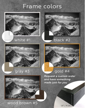 Framed Black and White Mountains Canvas Wall Art - image 3