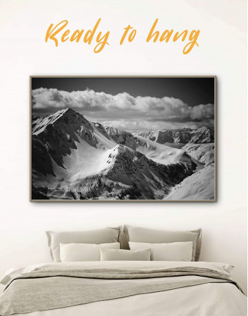 Framed Black and White Mountains Canvas Wall Art