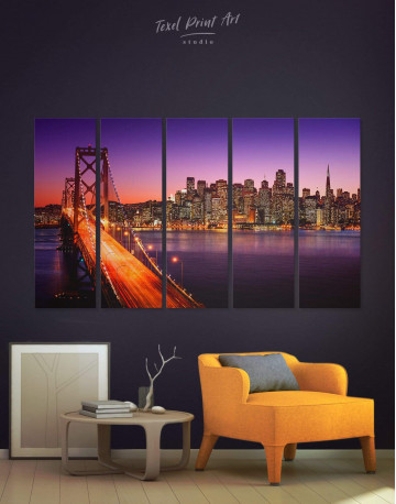 5 Pieces San Francisco Golden Gate Bridge Canvas Wall Art